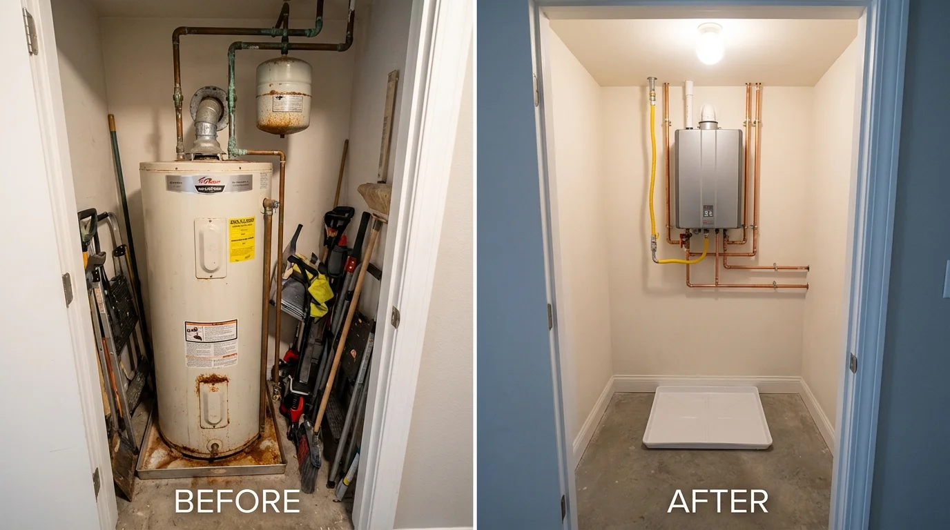 Tank water heater versus wall-mounted tankless unit comparison for Rolling Meadows, IL homeowners